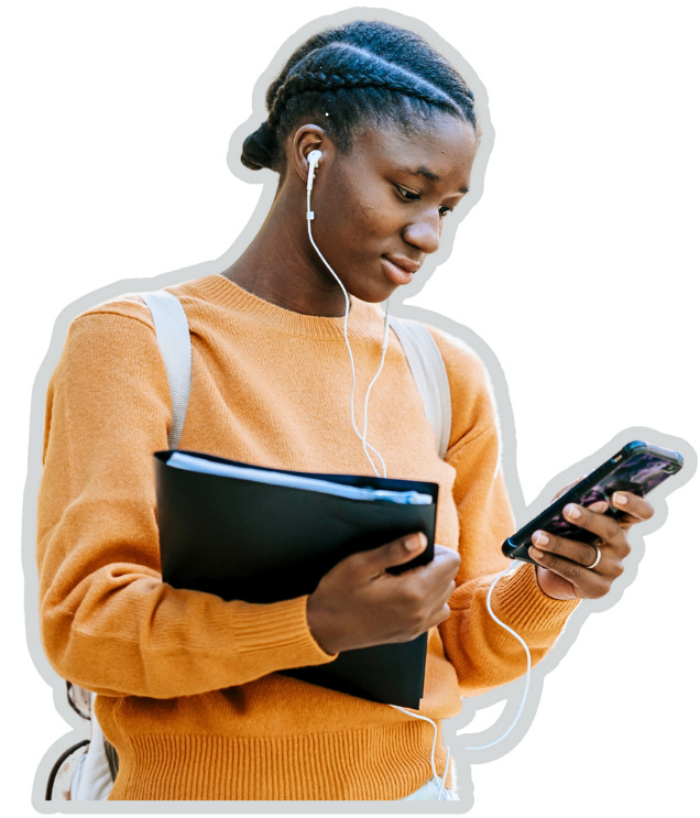 Student with phone